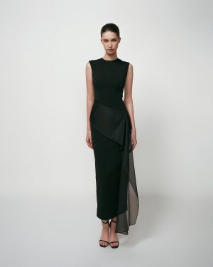 NOIR CASCADE DRESS